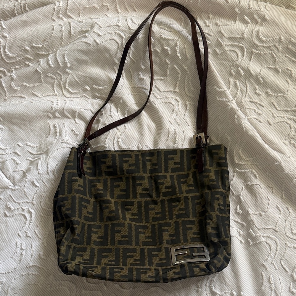 Fendi Black and Brown Monogram Shoulder Bag